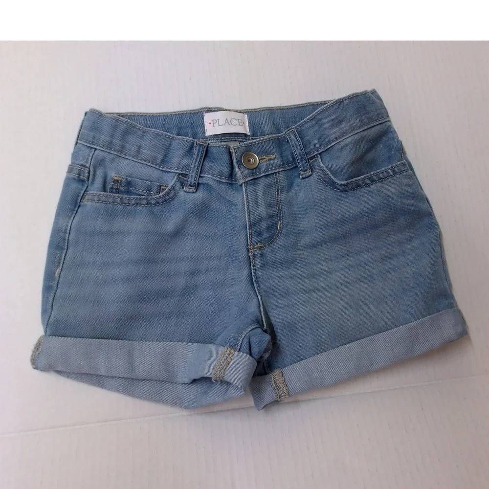 The Childrens‎ Place Girls Light Wash Denim Jean Shorts Size 6X/ 7 Summer #29300